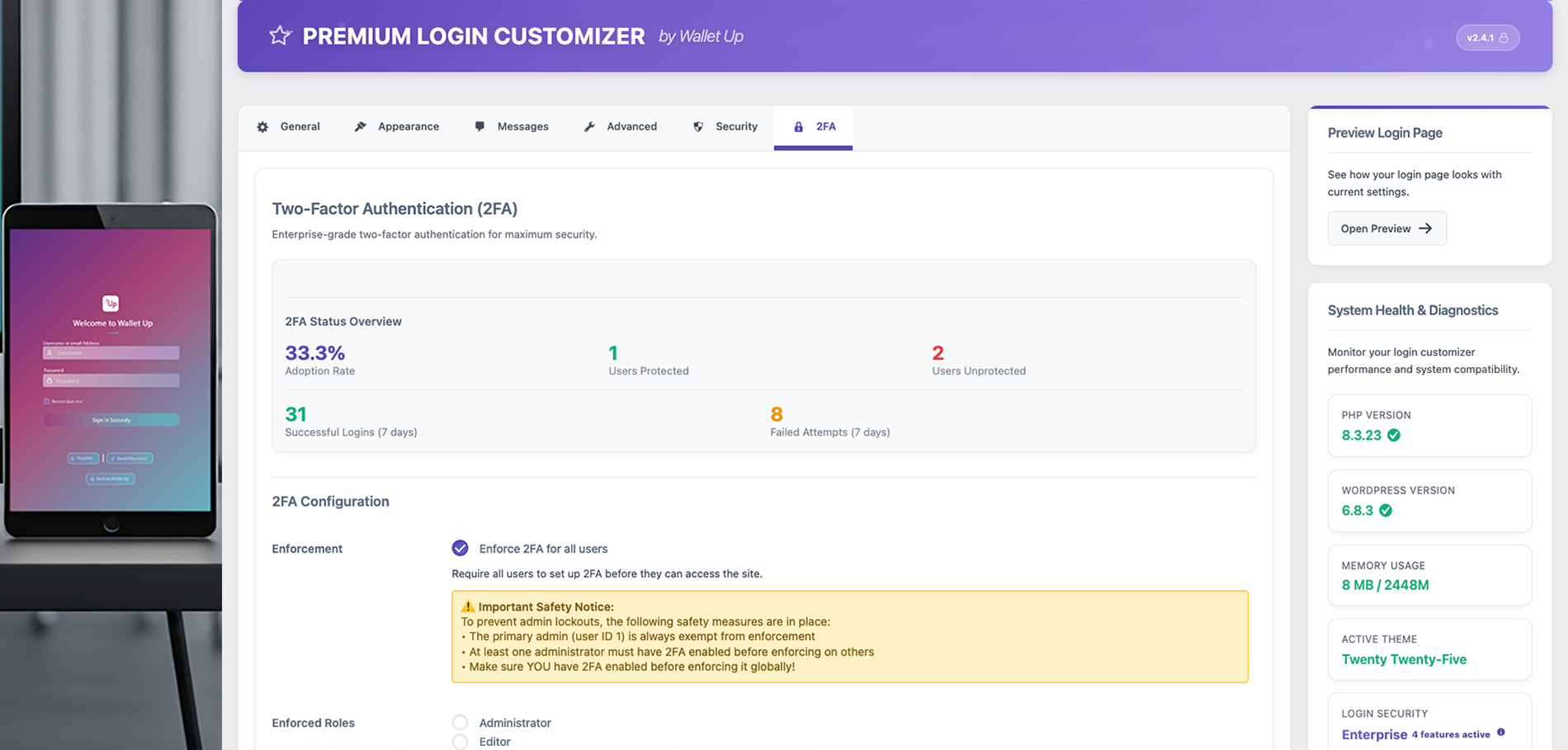 WalletUp Login Customizer - Screenshot 5 preview