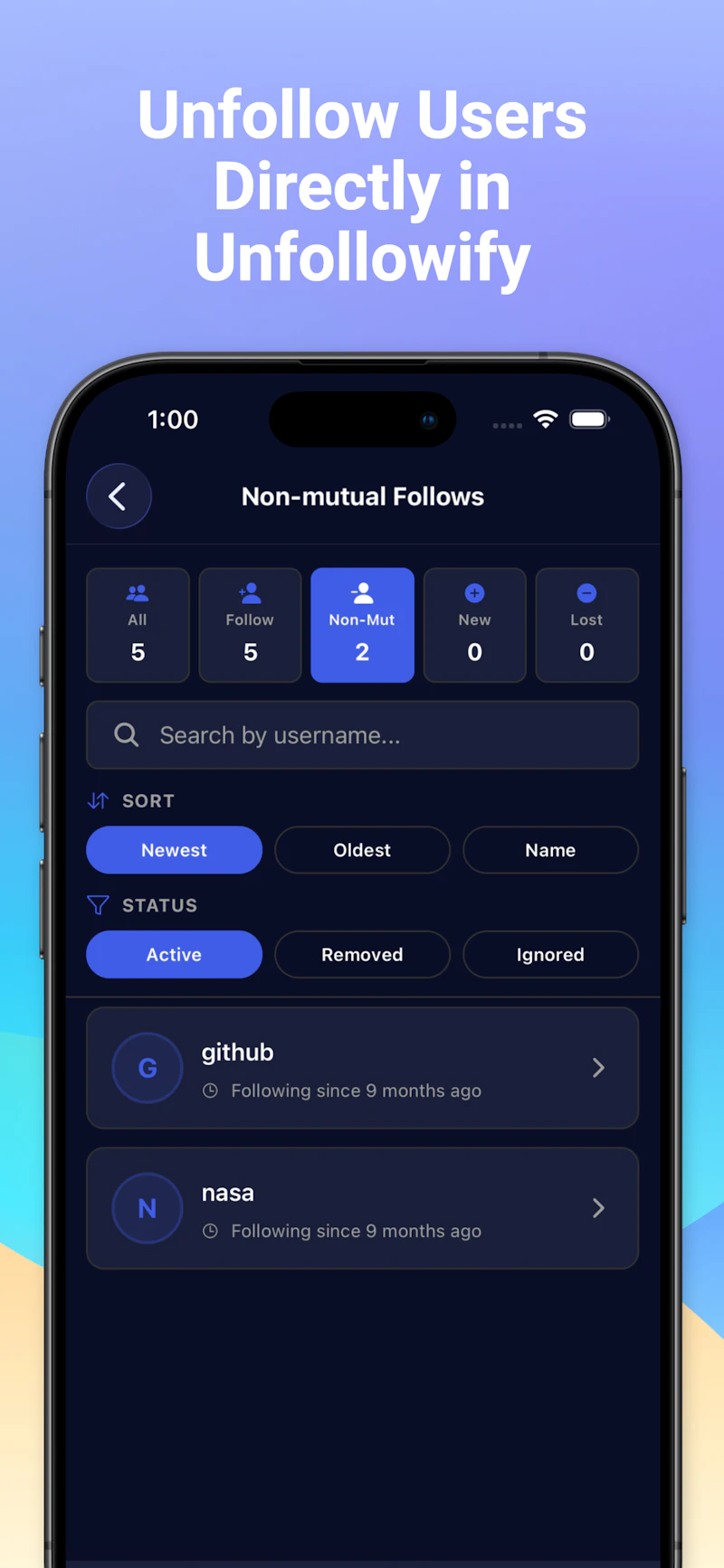Unfollowify screenshot 5