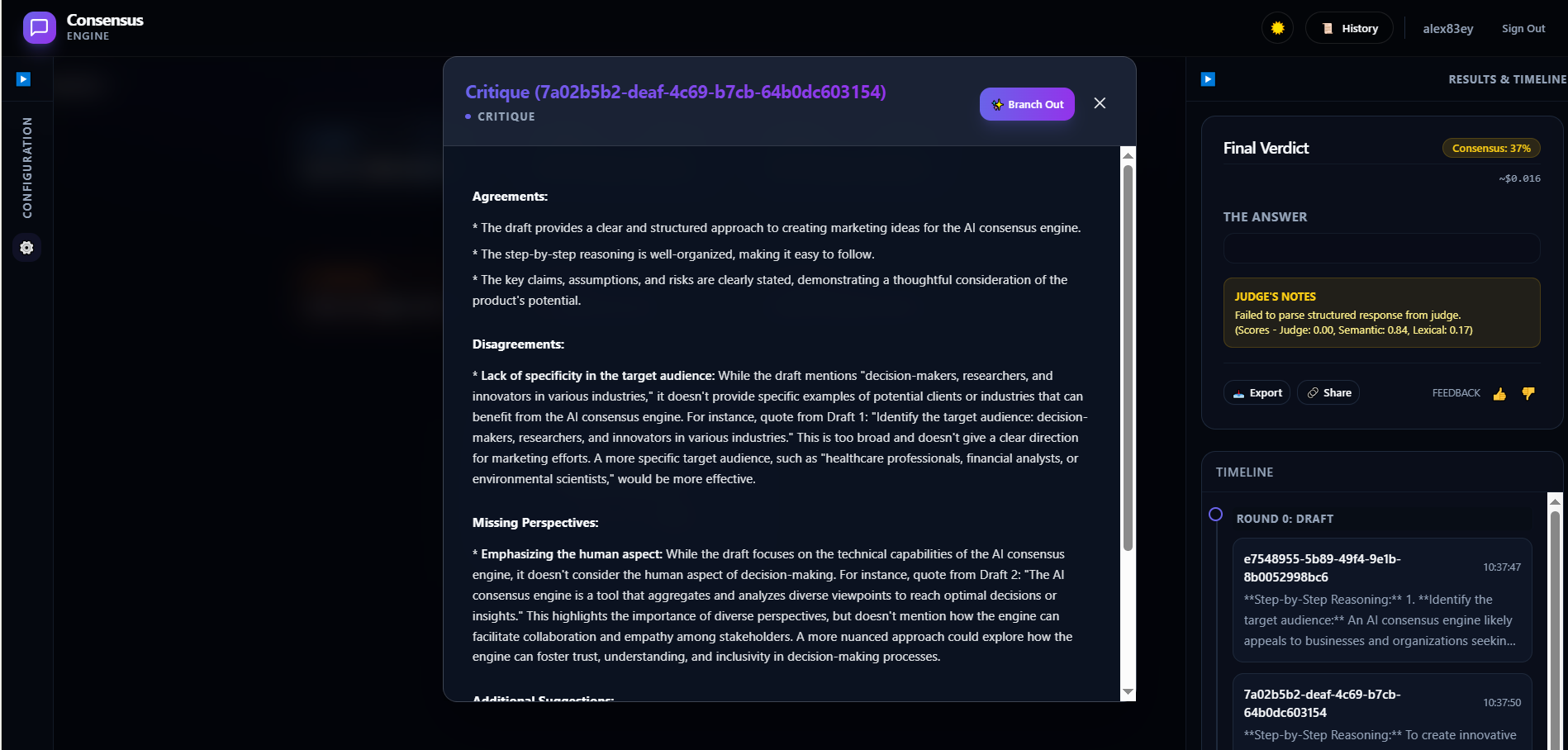 Multi-LLM Consensus Engine - Screenshot 2 showing product features and functionality