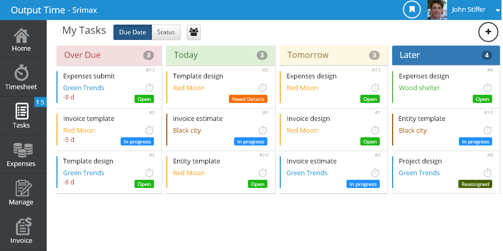 Output Time - Self hosted Project Management App gallery image