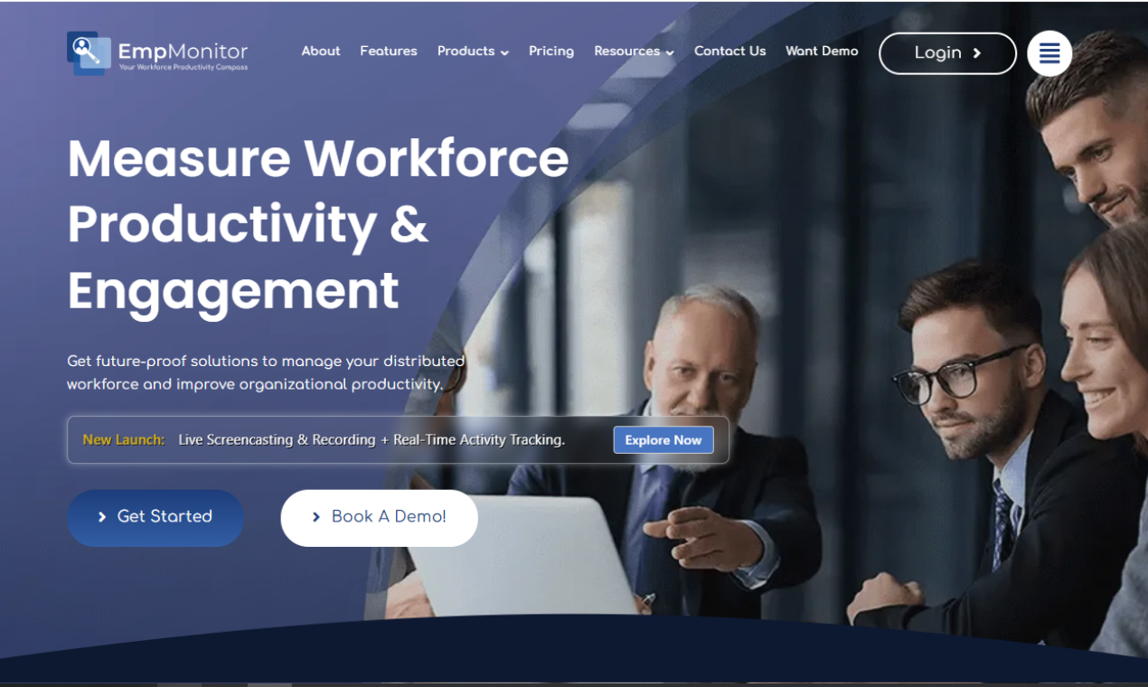 EmpMonitor - Main product screenshot demonstrating key features and user interface
