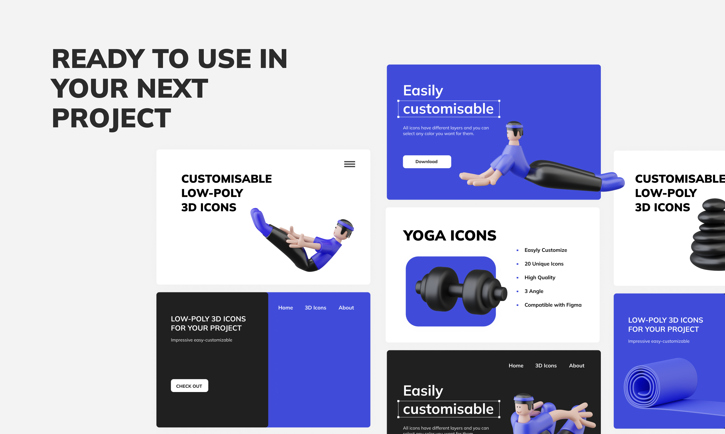 Faticons Yoga Pack - ไอคอน 3D โพลีโพลีต่ำที่ปรับแต่งได้ที่น่าประทับใจสำหรับโครงการของคุณ media 5