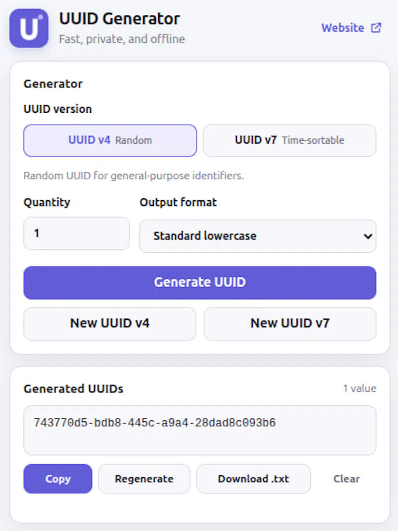 UUID Generator screenshot 1
