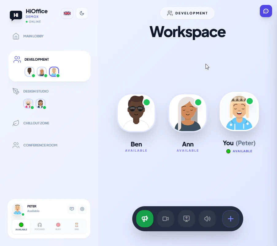 HiOffice virtual office without meetings screenshot 1