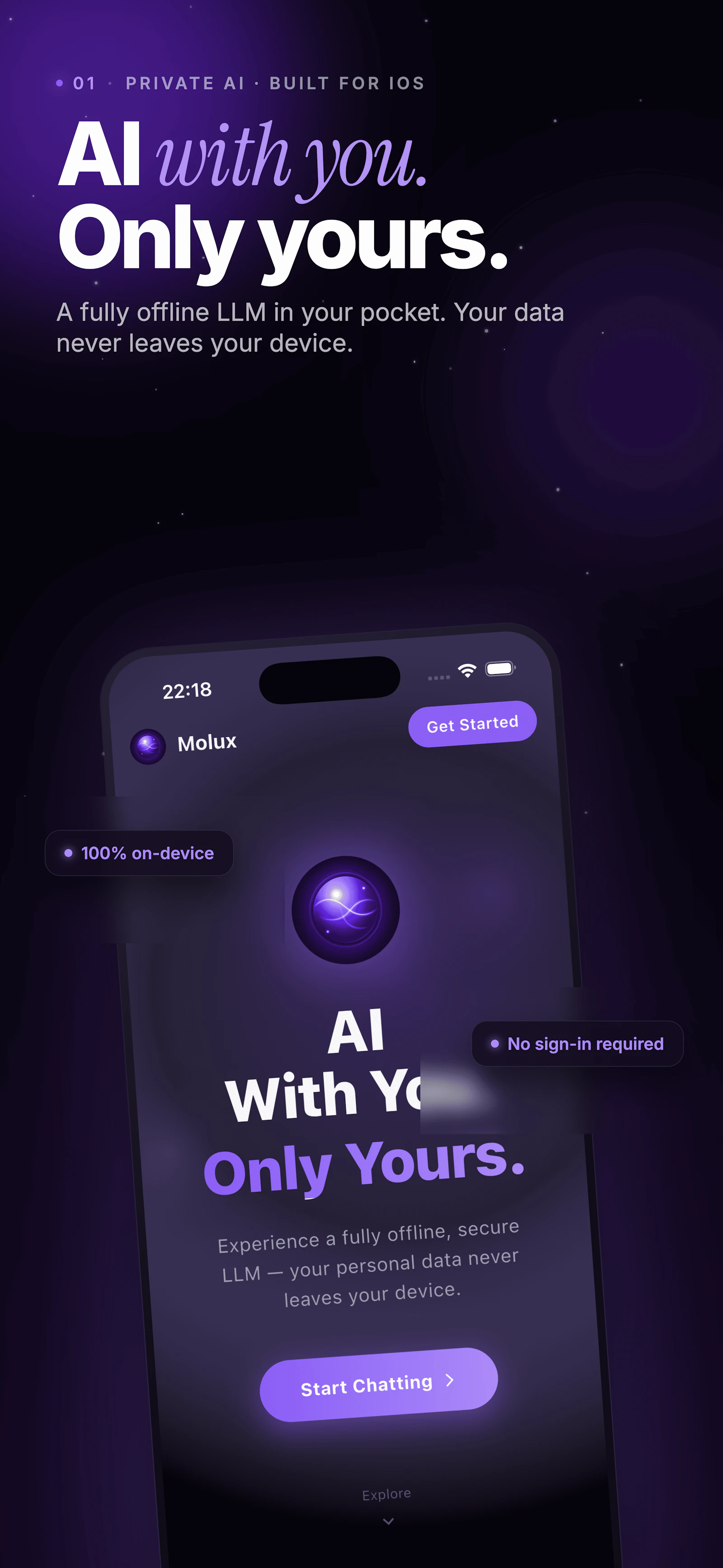 Molux: Local & Private AI Chat screenshot 1