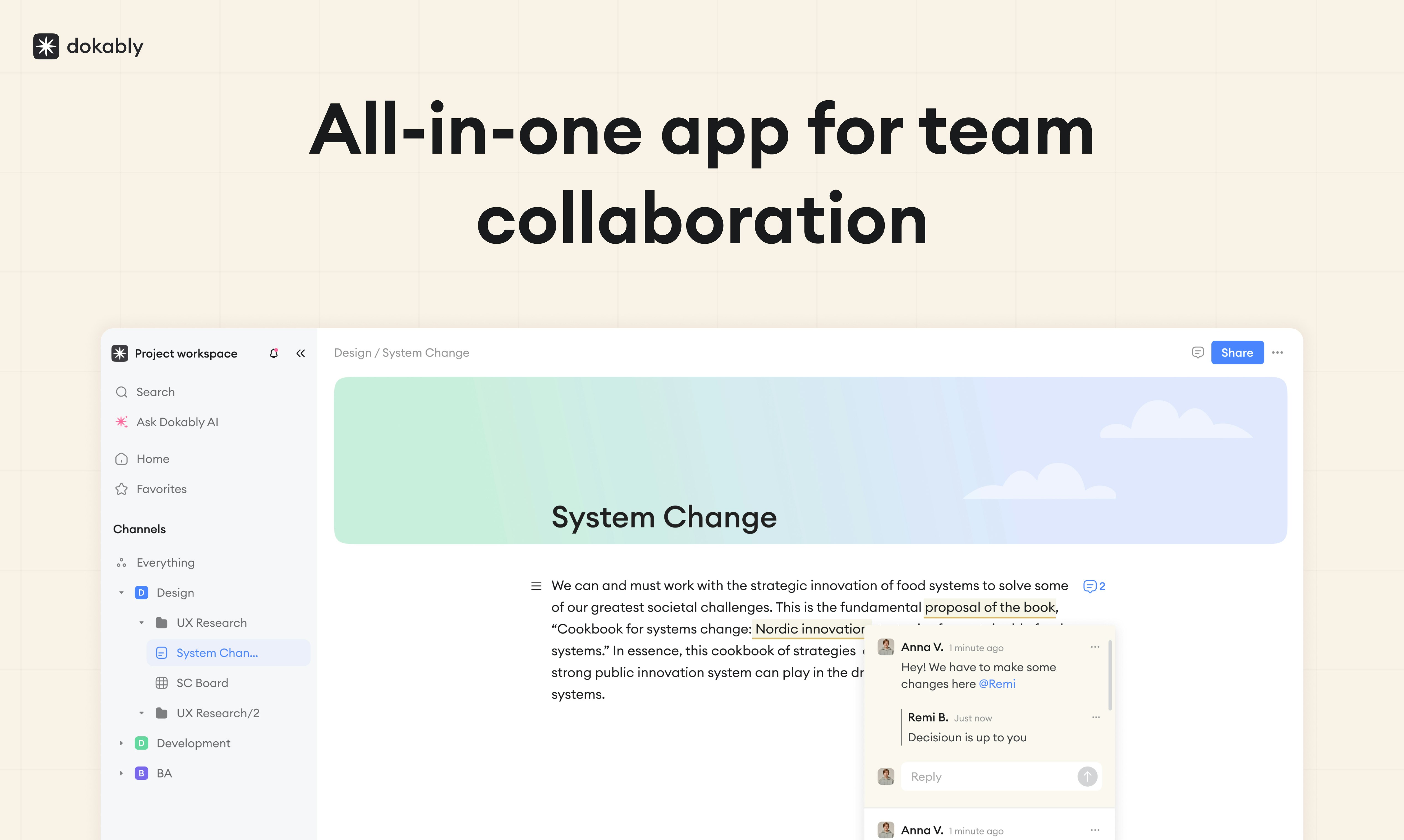 Dokably - Main product screenshot demonstrating key features and user interface