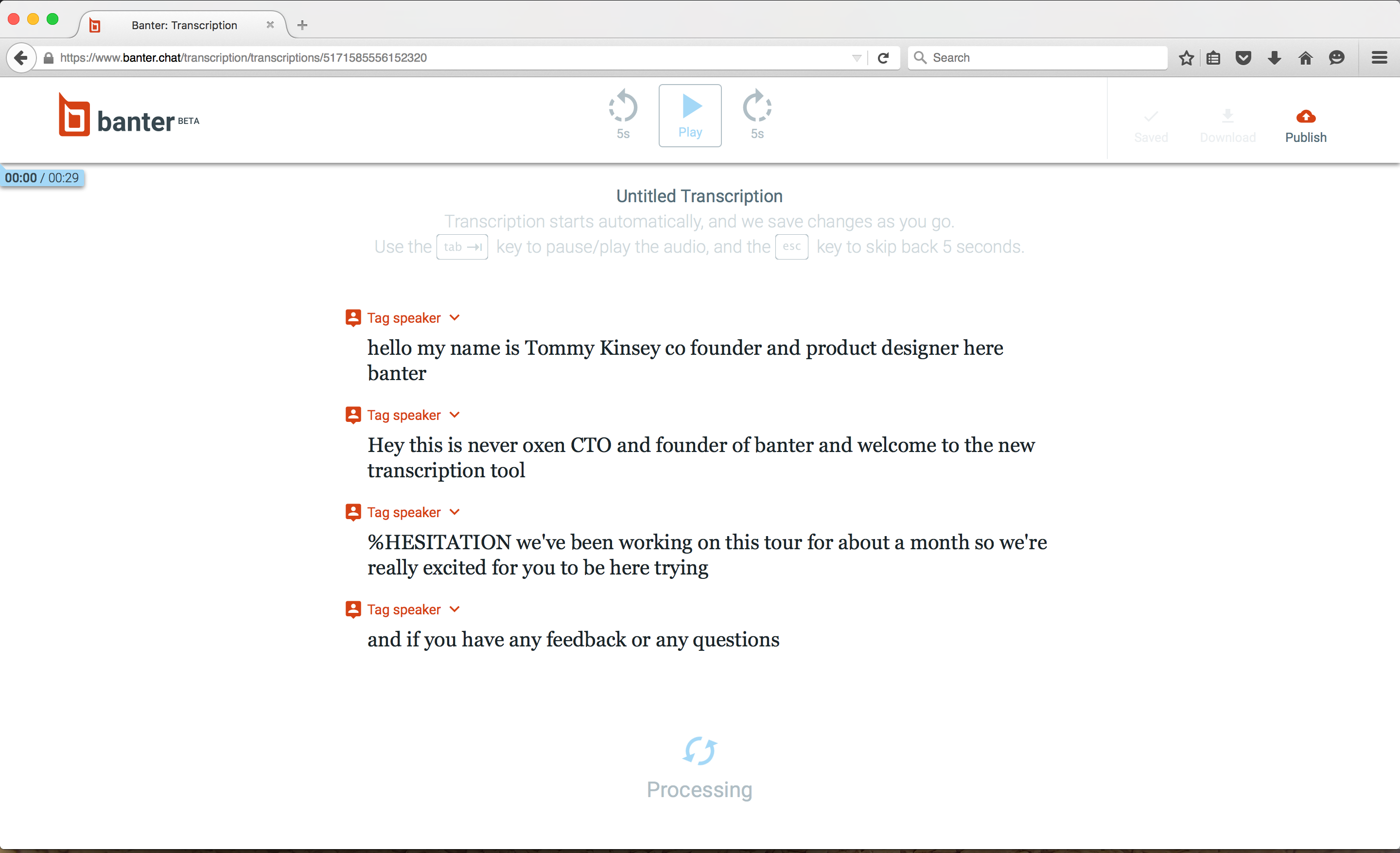 Banter Transcription gallery image