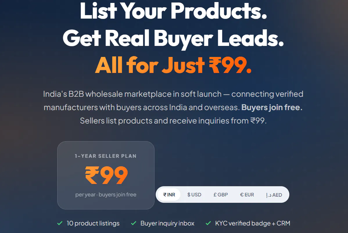 Buyers Free · Sellers from ₹99 gallery image