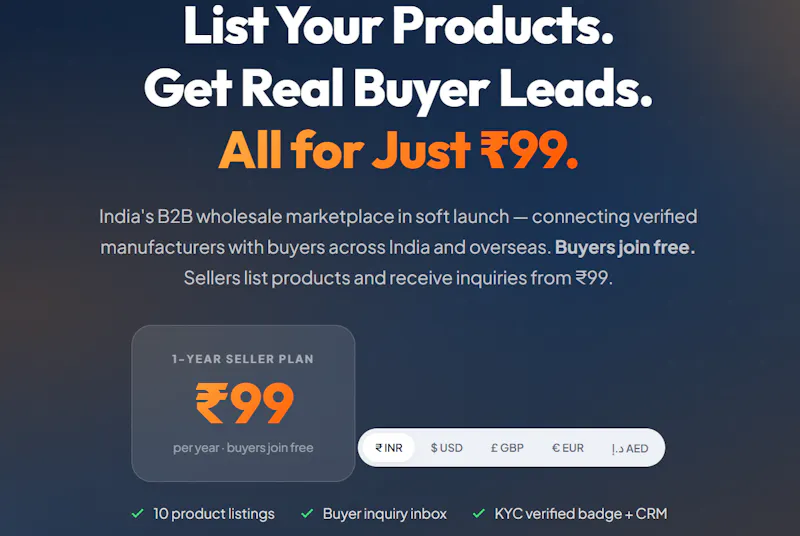 Buyers Free · Sellers from ₹99 screenshot 3
