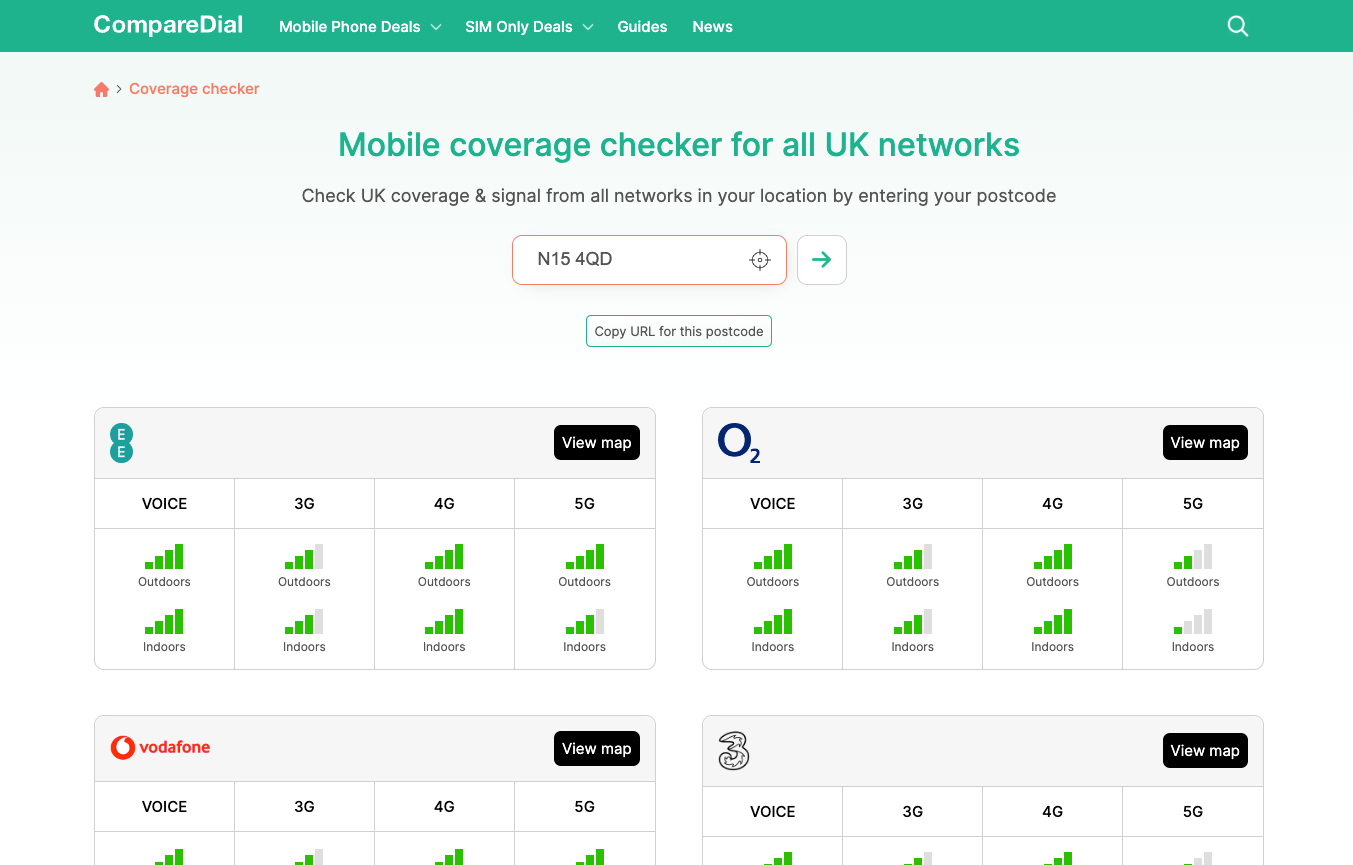 Media Checker bảo hiểm di động cho các mạng của Vương quốc Anh - So sánh phạm vi bảo hiểm và tín hiệu di động cho tất cả các mạng của Vương quốc Anh 1