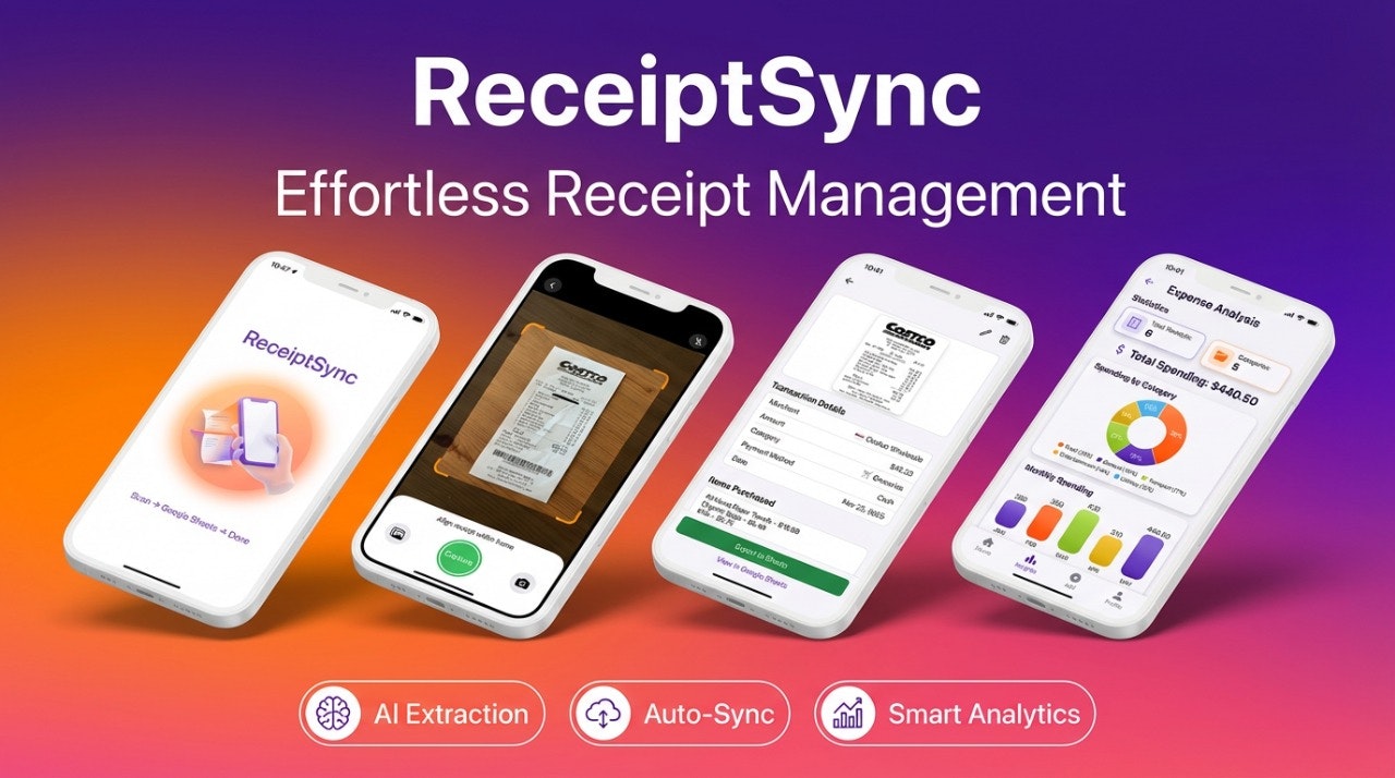 ReceiptSync - Main product screenshot demonstrating key features and user interface