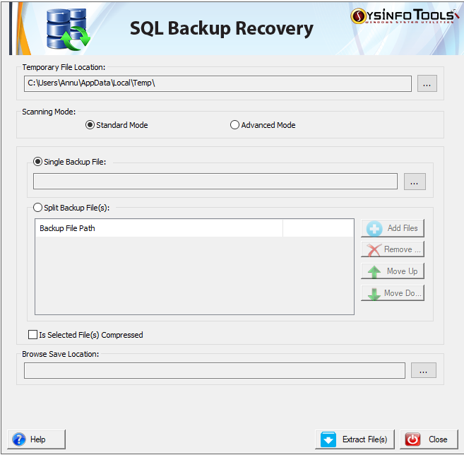 SYSINFO SQL Backup Recovery Tool - Reparieren Sie beschädigte SQL -Sicherungsdatei mit SQL Backup Recovery Tool Medien 1