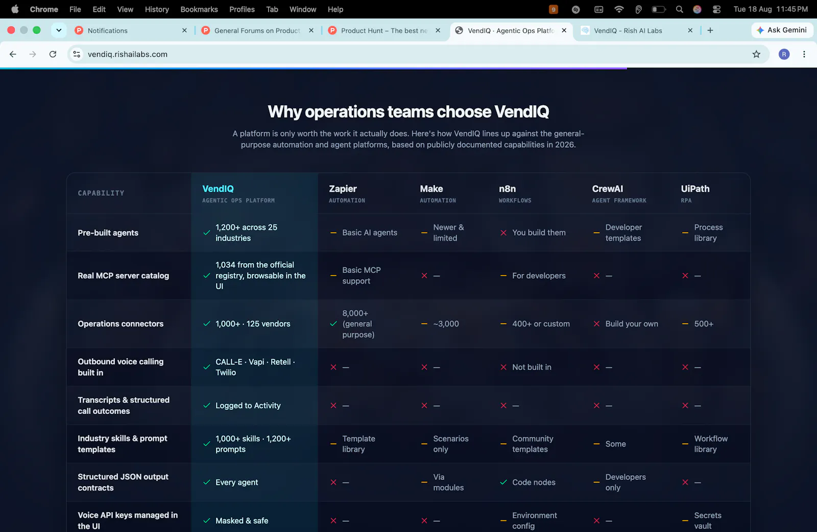 VendIQ · Agentic Ops Platform screenshot 1