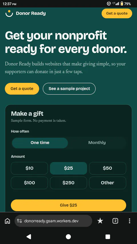 Donor Ready homepage