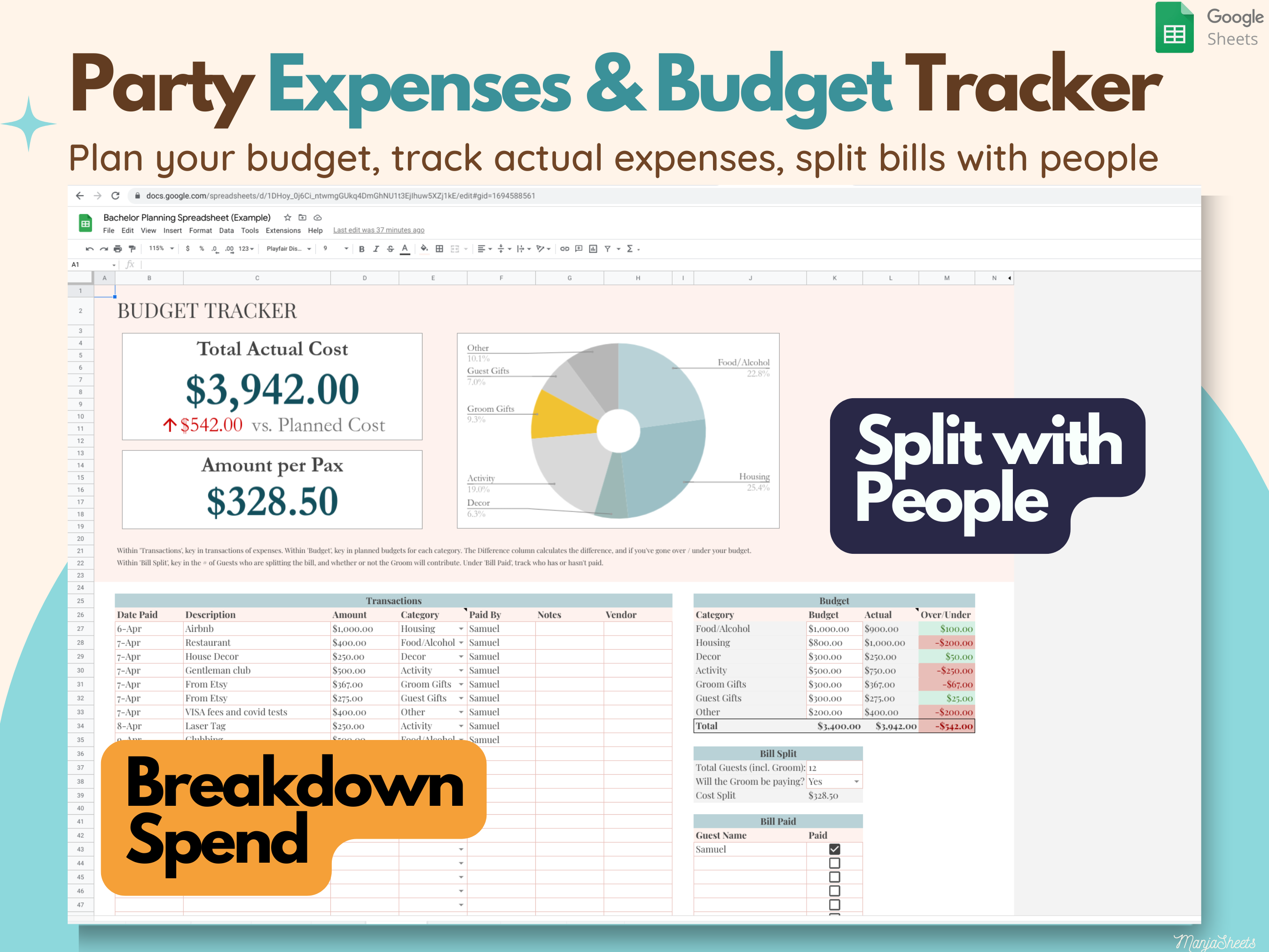 Bachelor Party Planning Spreadsheet gallery image