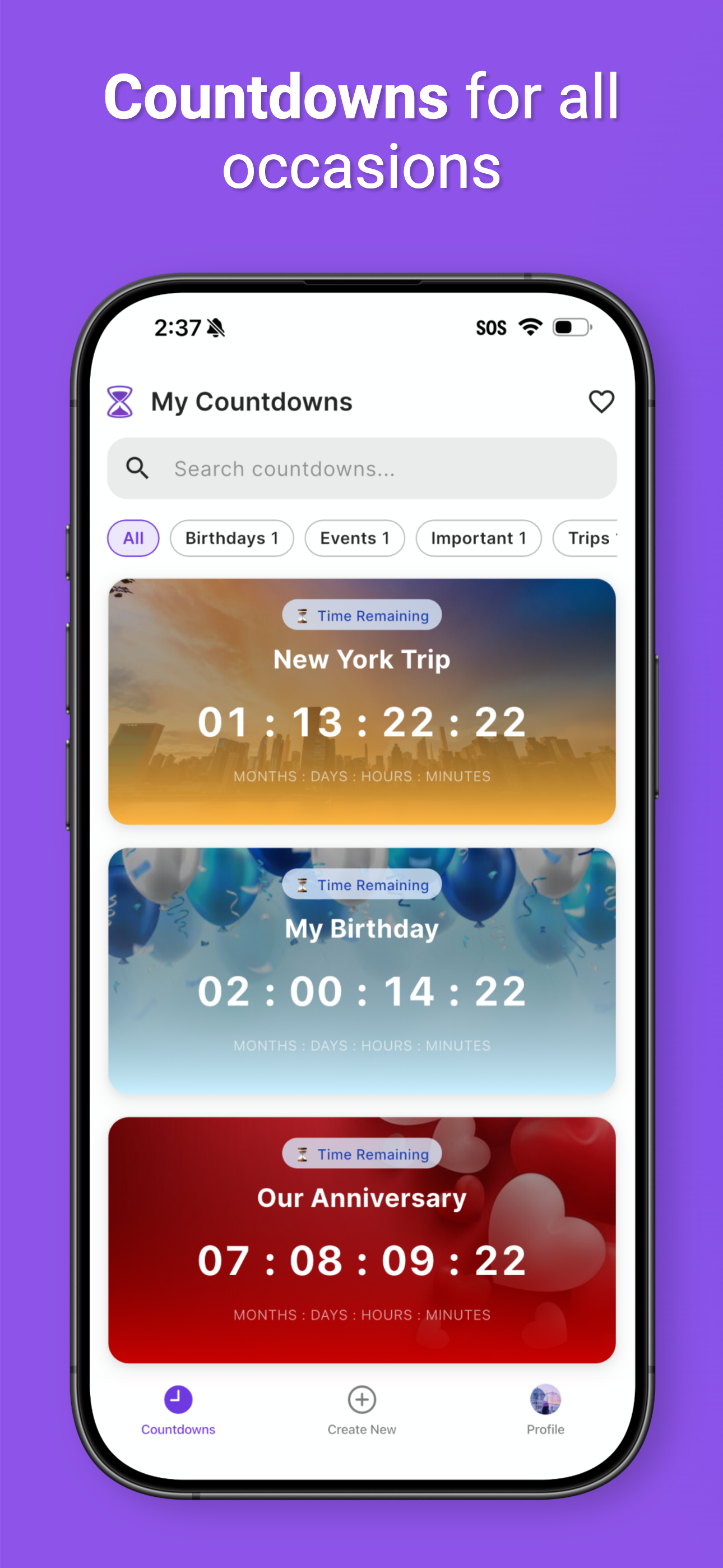 Guru Countdown: Groups - Main product screenshot demonstrating key features and user interface