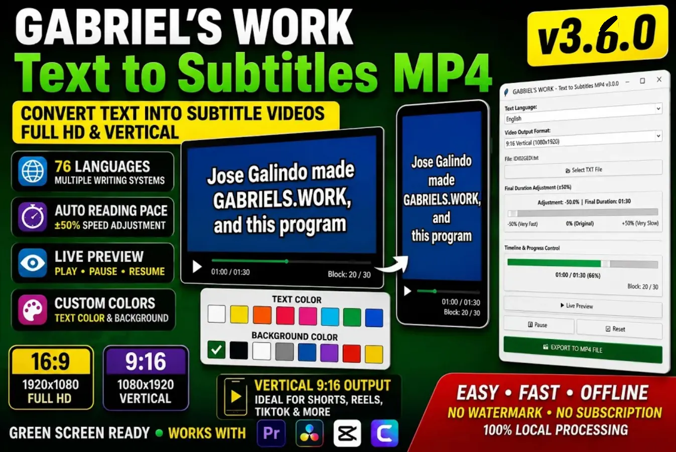 GABRIEL'S WORK Text to Subtitles v3.7