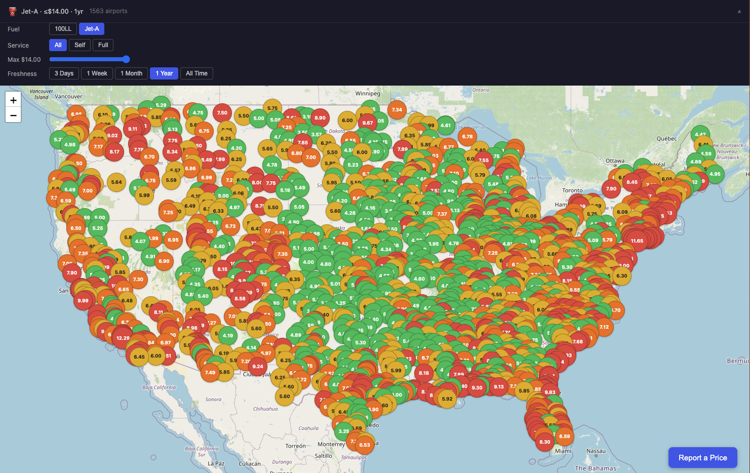 avgas.cheap — GA Fuel Prices Map gallery image