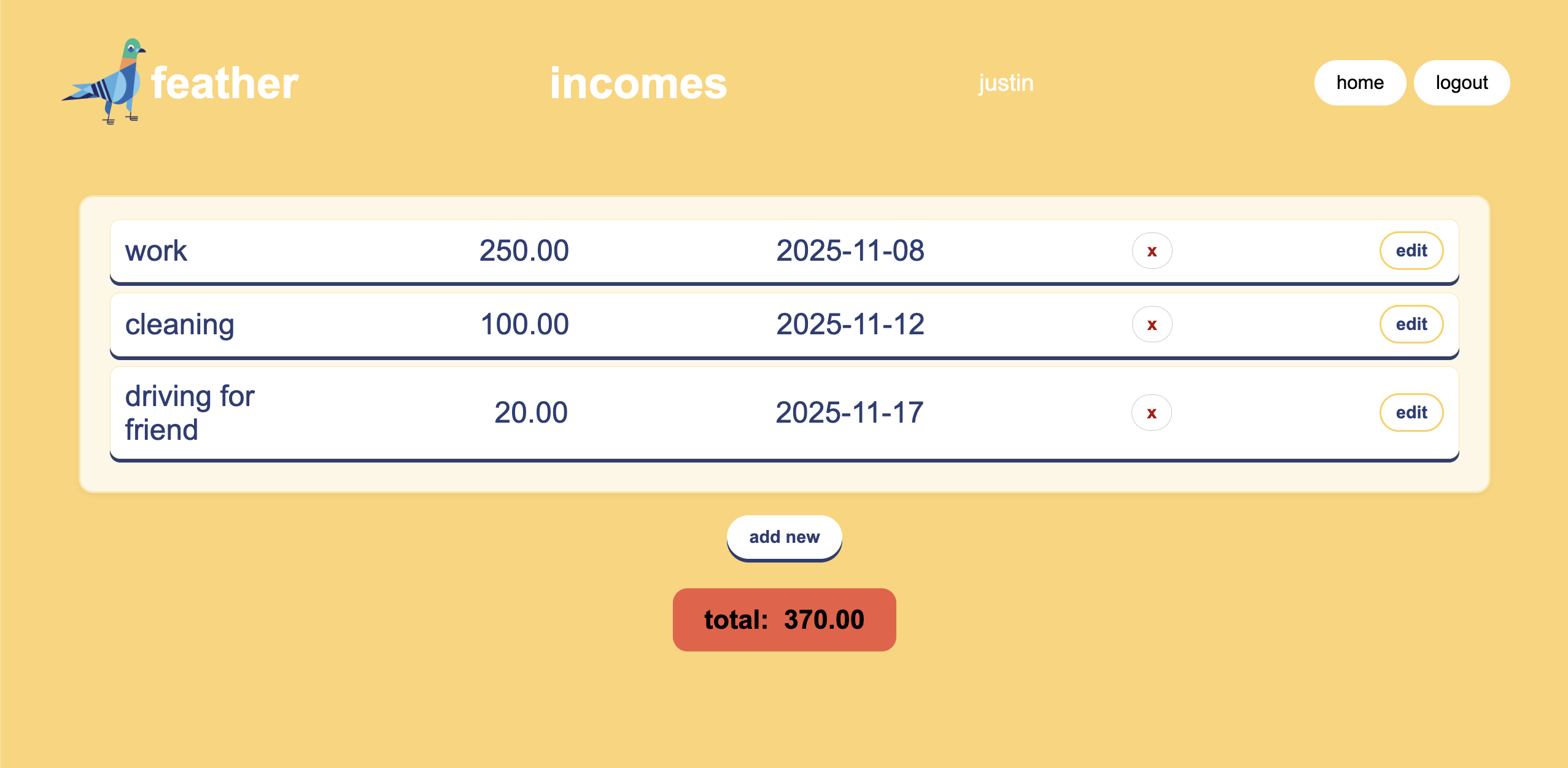 feather budget - Main product screenshot demonstrating key features and user interface