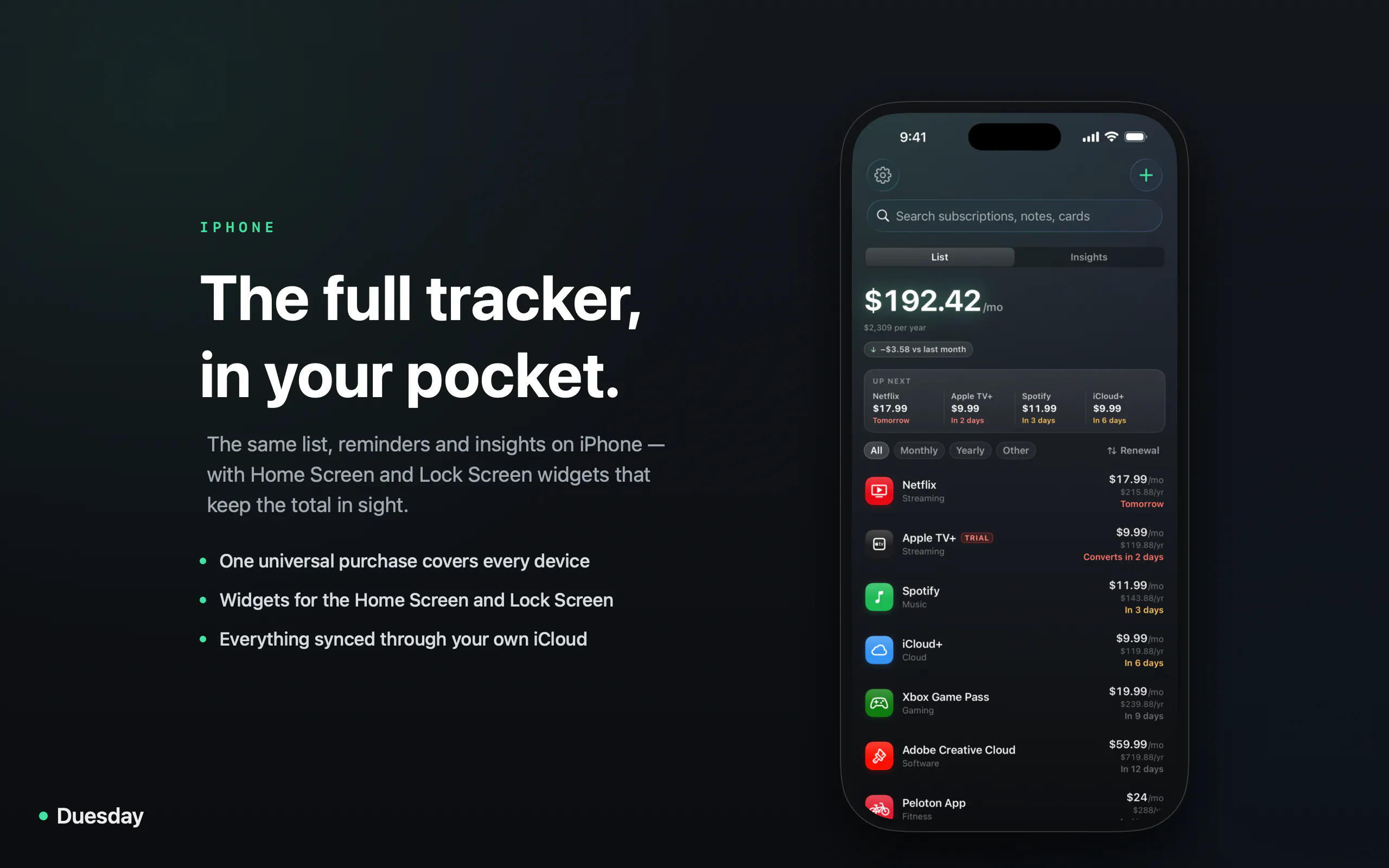 Duesday 2.0 for Mac, iPhone & iPad gallery image