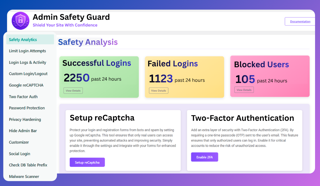 Admin Safety Guard  - Main screenshot showing features and interface