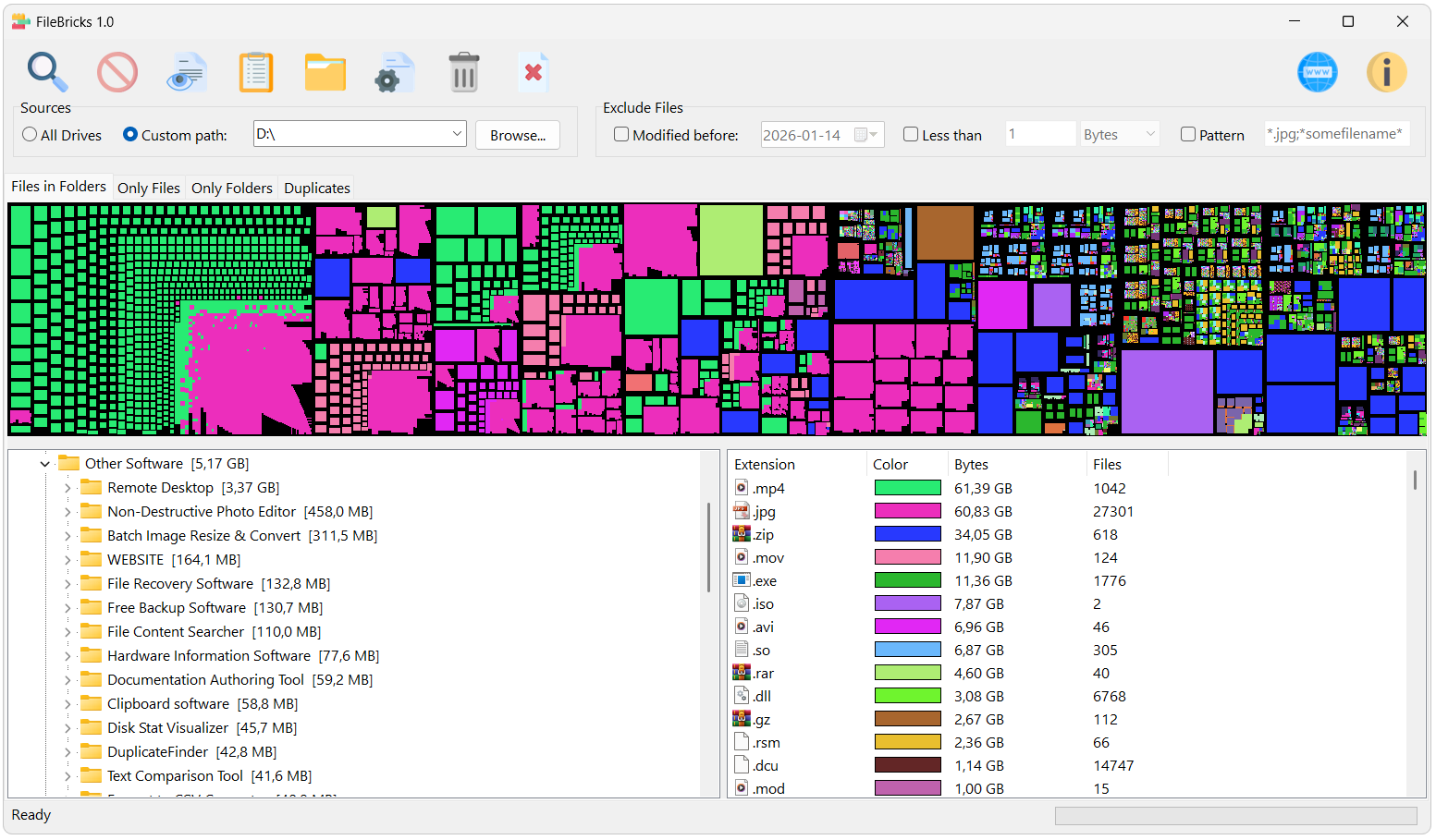 FileBricks: disk space analyzer software gallery image