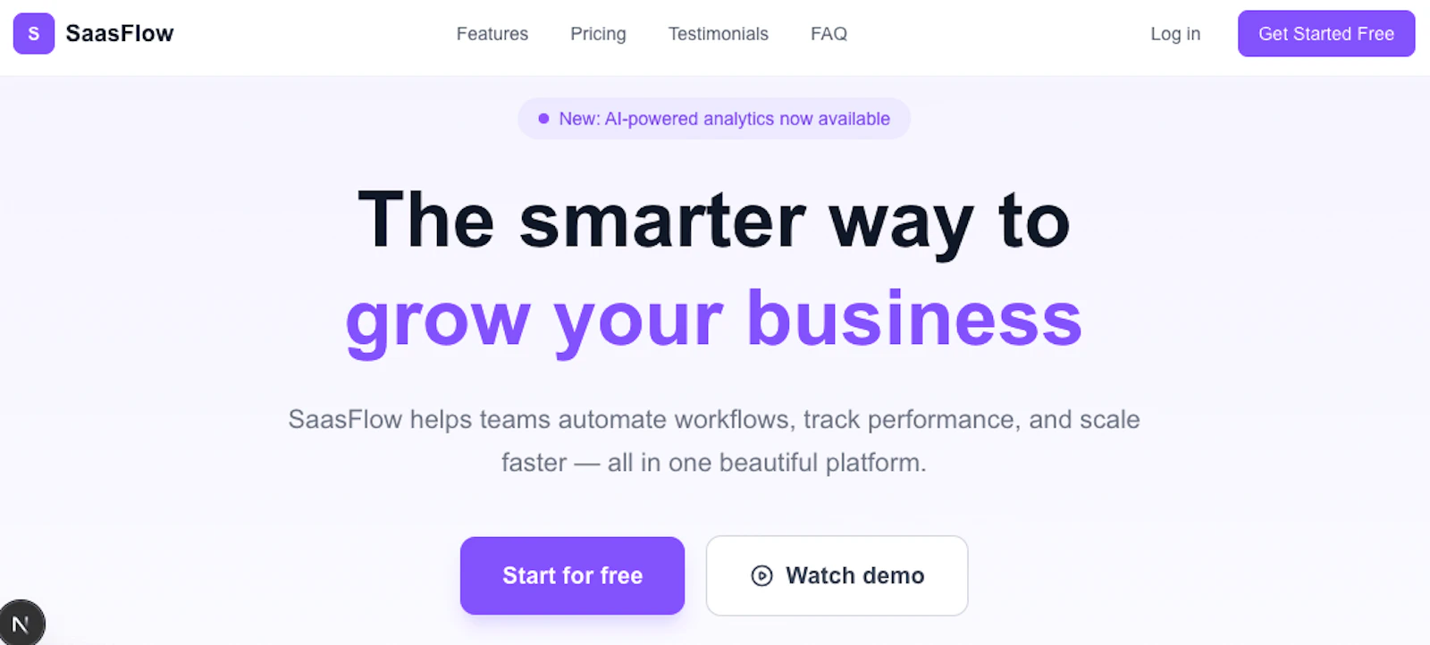 SaasFlow Template screenshot 1