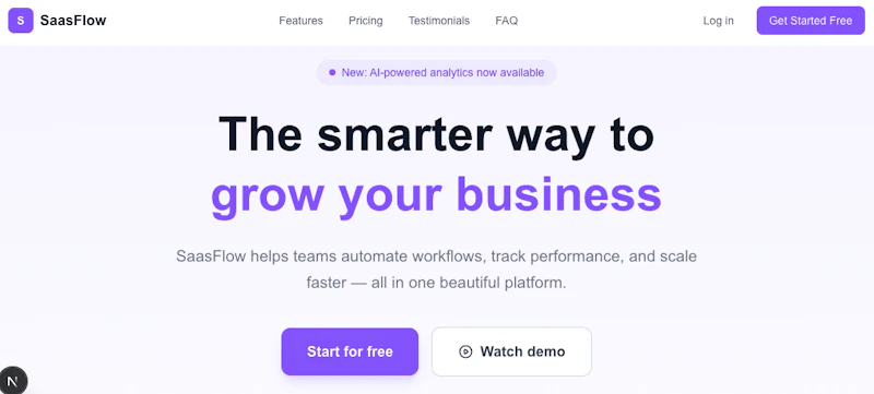 SaasFlow Template screenshot 1
