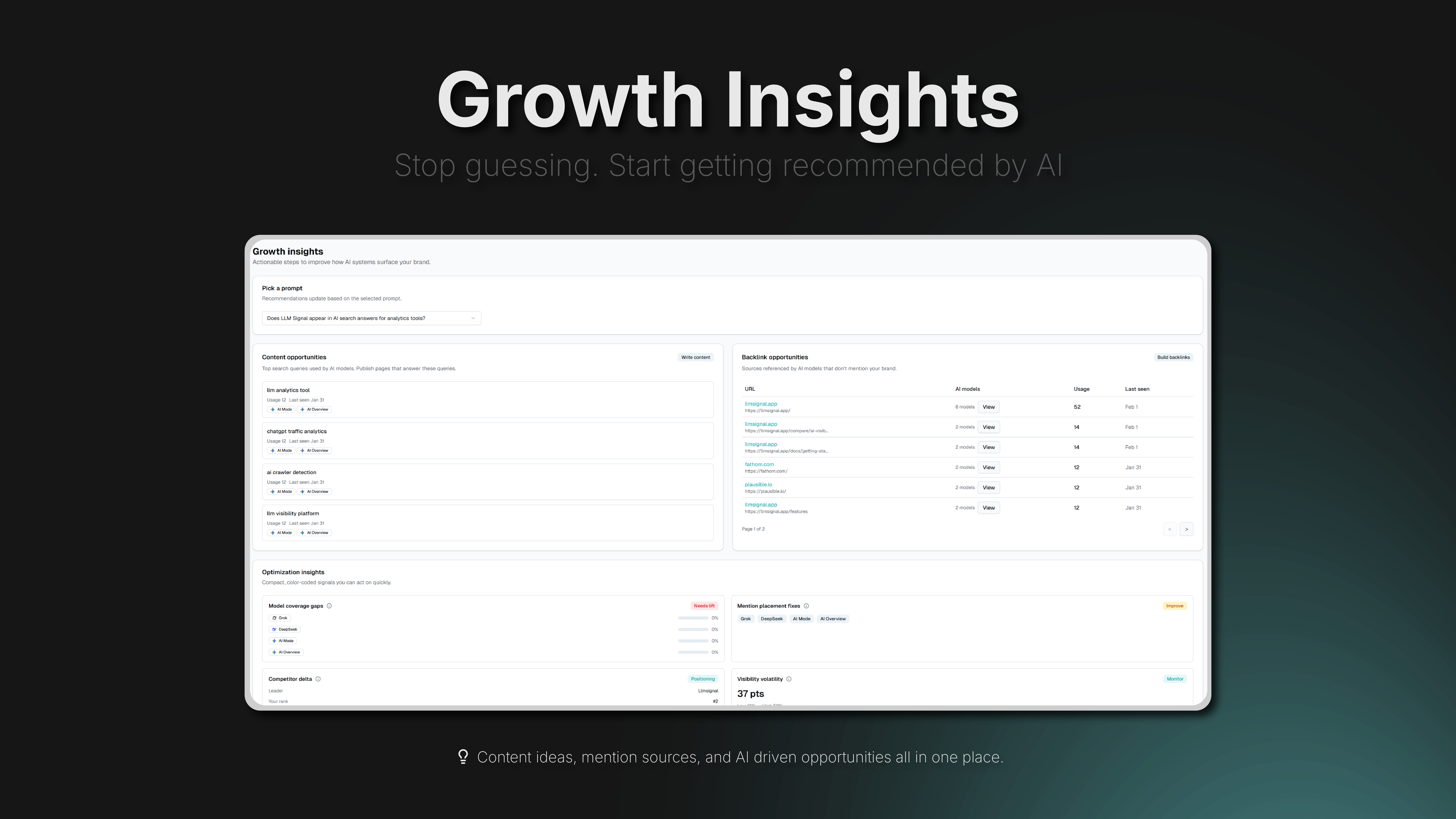 LLM Signal - Screenshot 4 showing product features and functionality