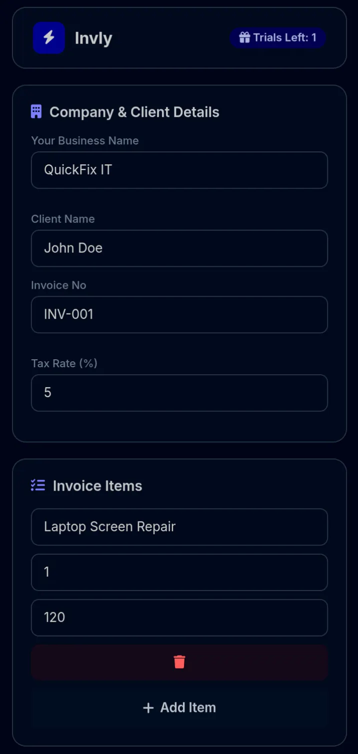 Invly — Fast & Clean Invoicing gallery image