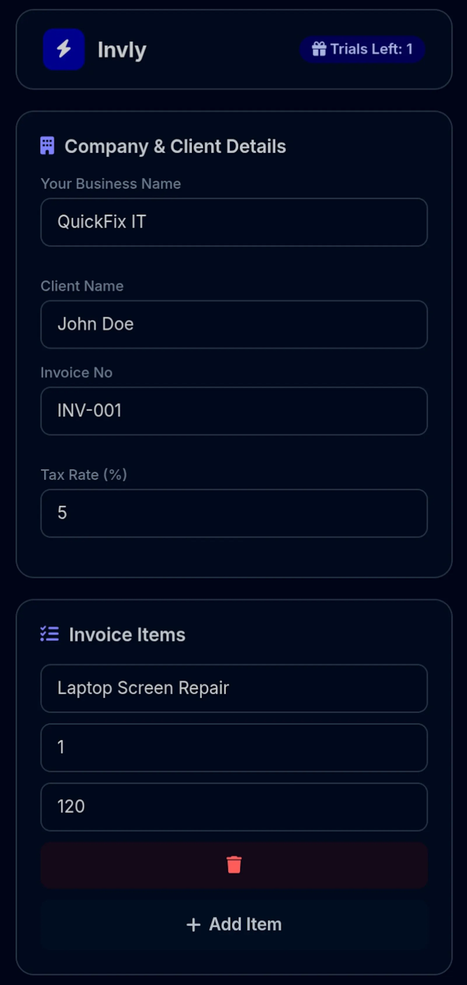 Invly — Fast & Clean Invoicing screenshot 2