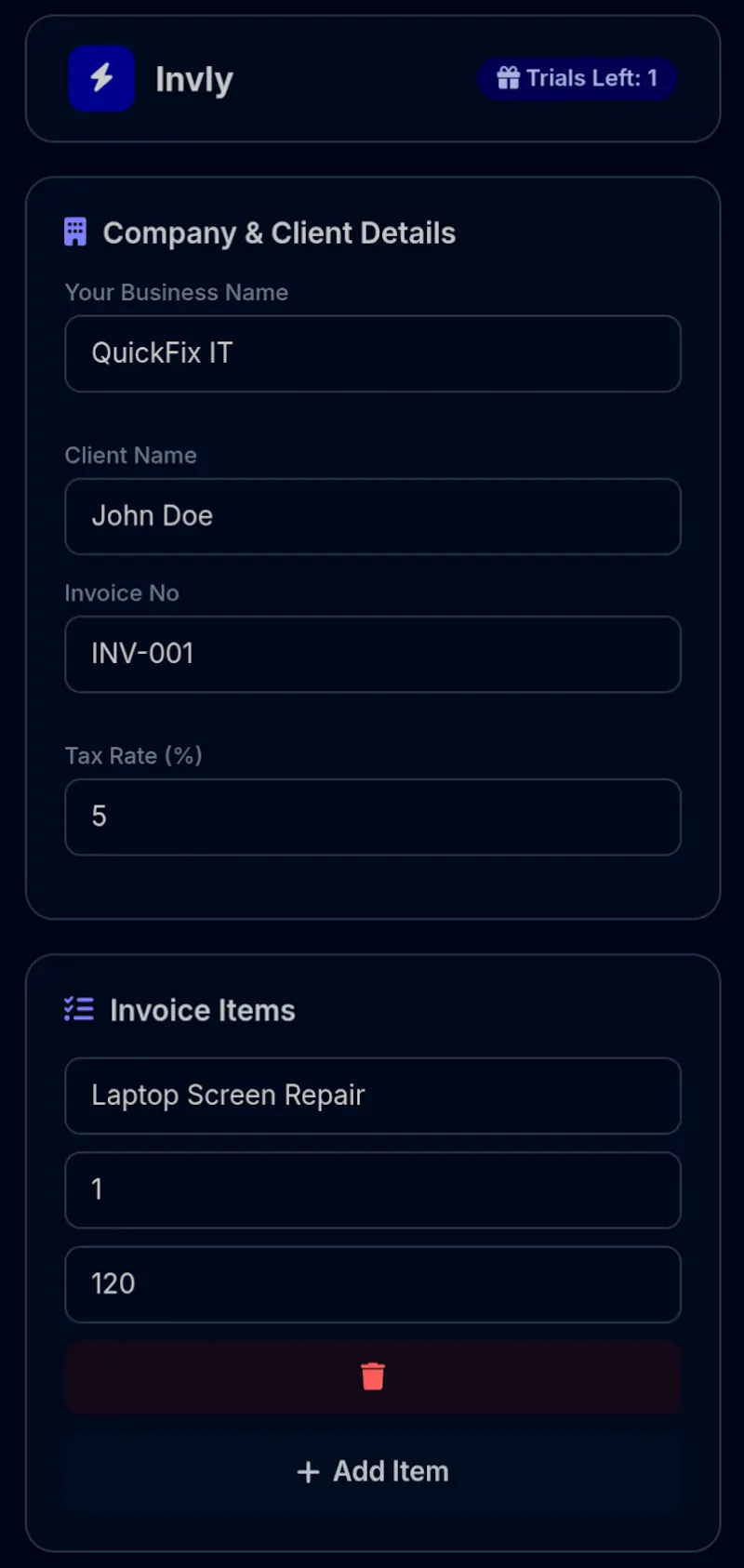 Invly — Fast & Clean Invoicing screenshot 2