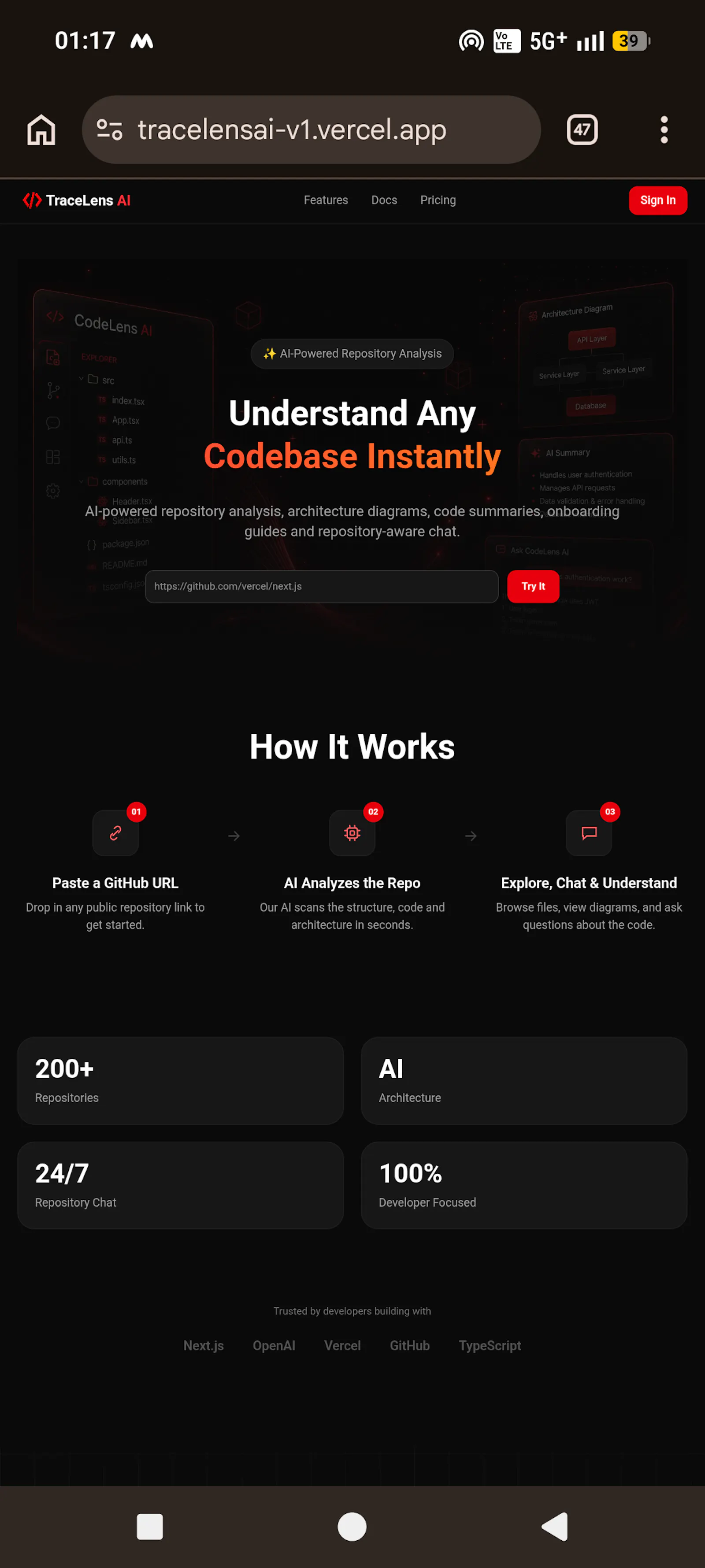 Tracelens AI screenshot 1