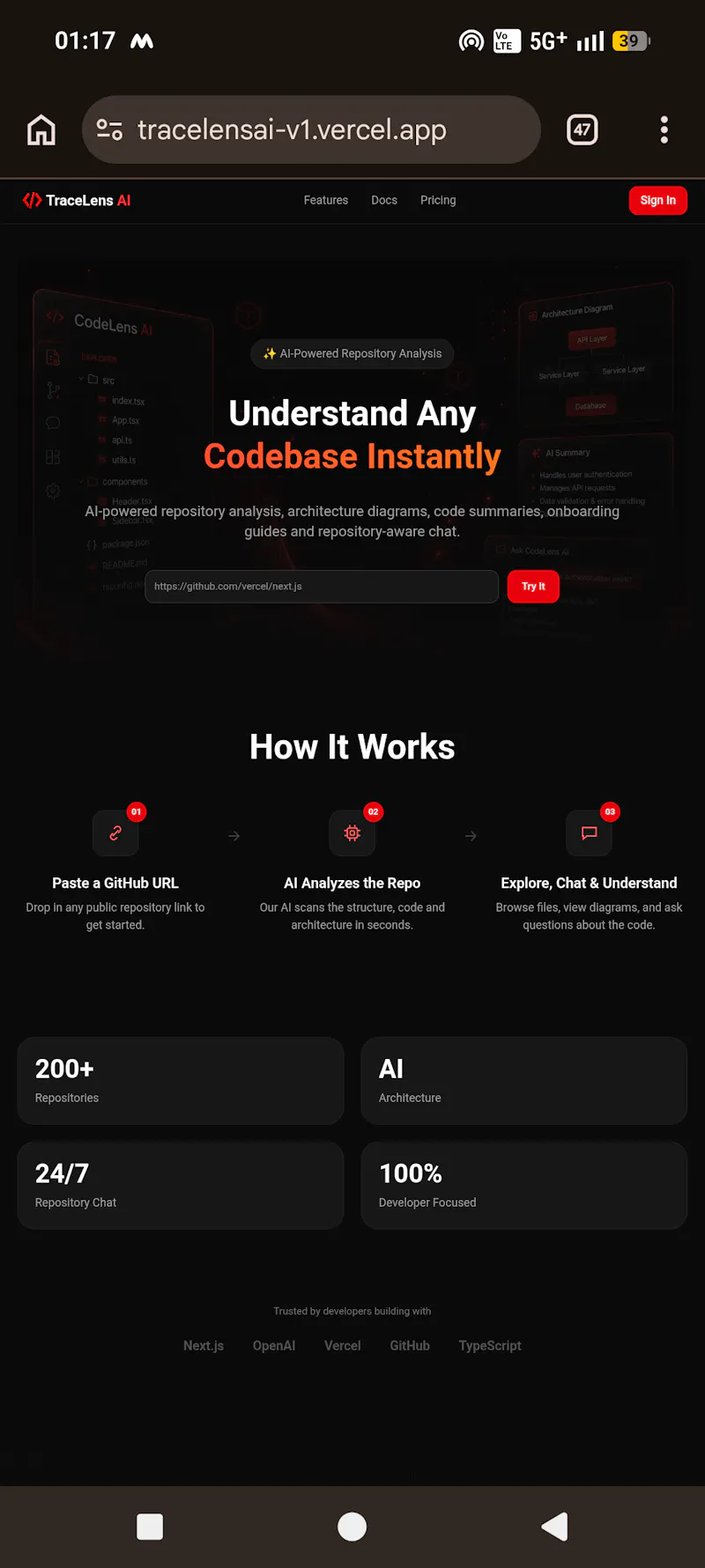 Tracelens AI screenshot 1