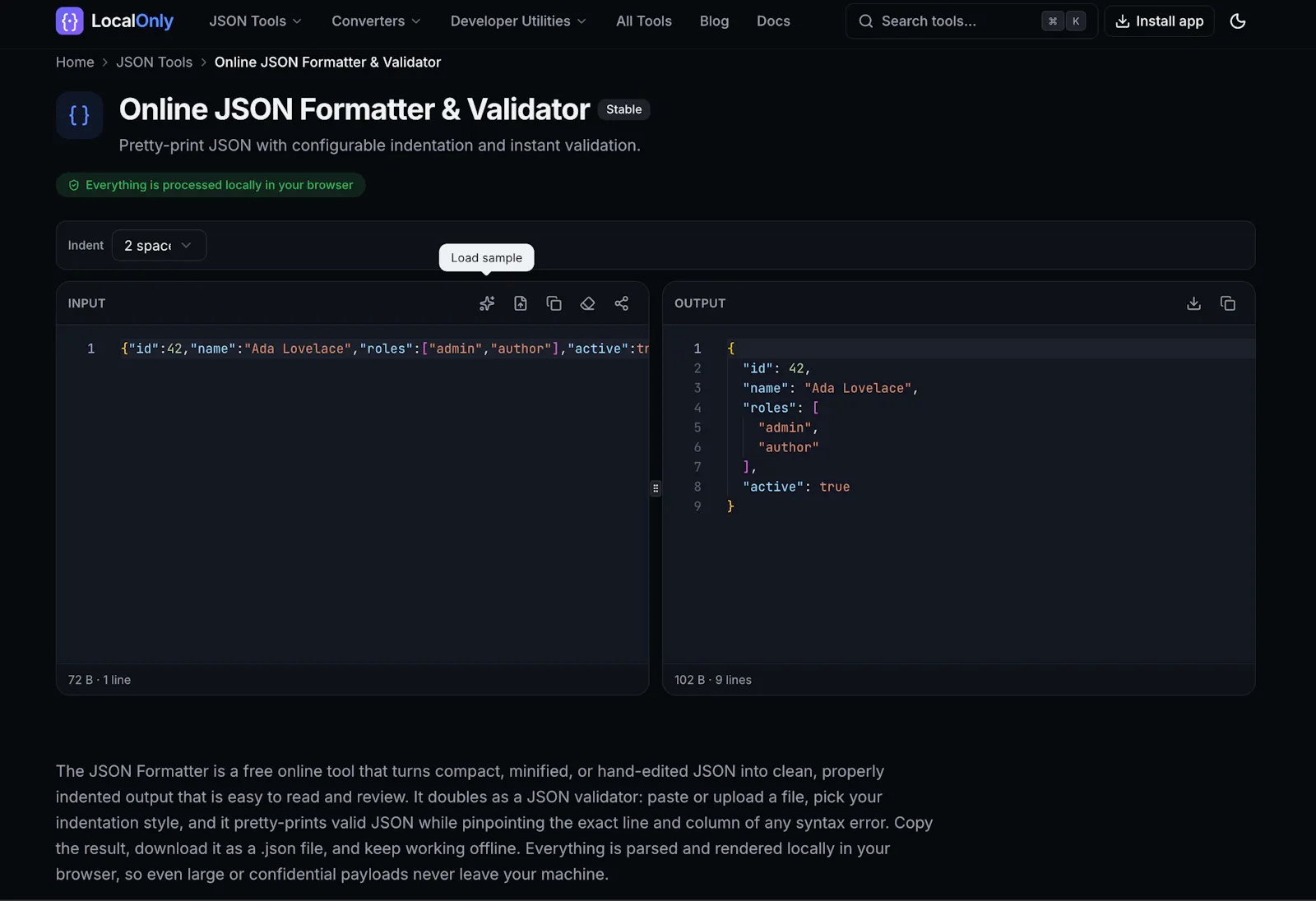 LocalOnly: toolkit for JSON & developers screenshot 3