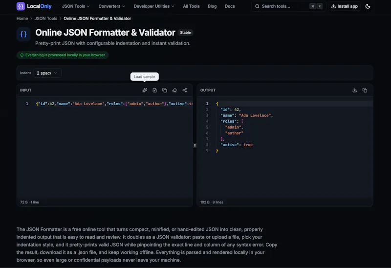 LocalOnly: toolkit for JSON & developers screenshot 3