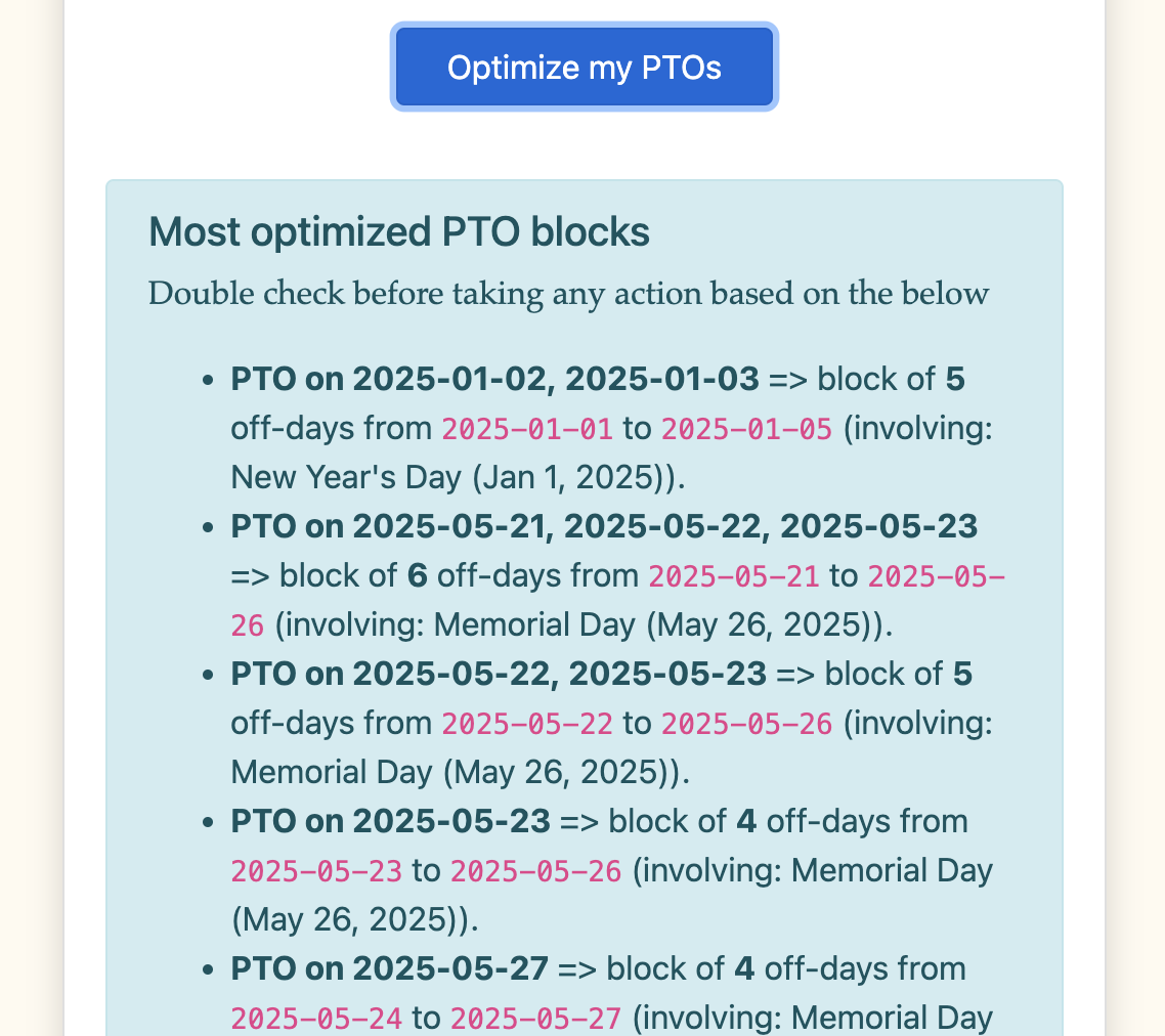 Mídia 3 de 2025 Otimizador da PTO - Planeje estrategicamente sua PTO para o máximo de relaxamento estendido