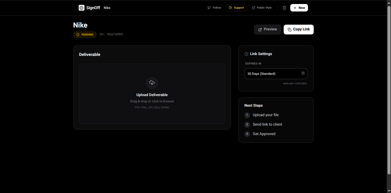 Signoff - Screenshot 2 showing product features and functionality