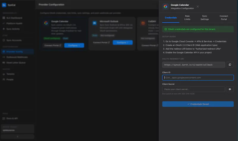 SynCal Dashboard screenshot 5