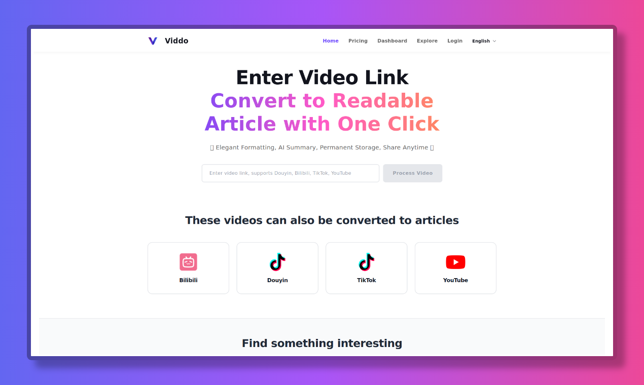 vido - ワンクリックでビデオを読み取り可能な記事に変換しますメディア1