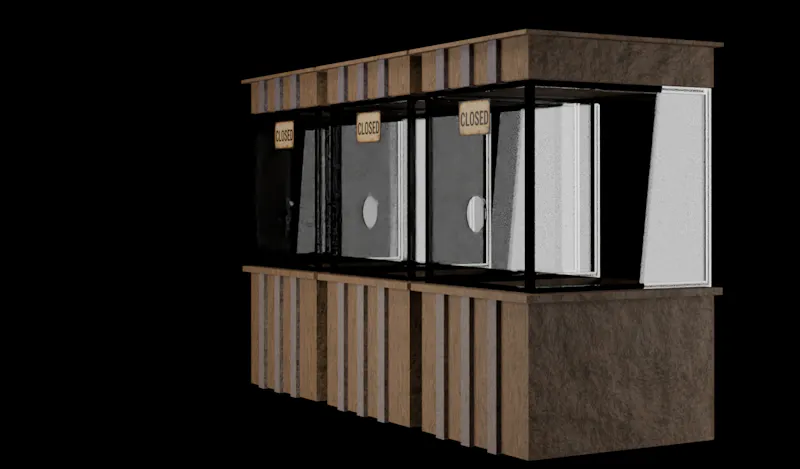 Abandoned Ticket Booth - blender model screenshot 1