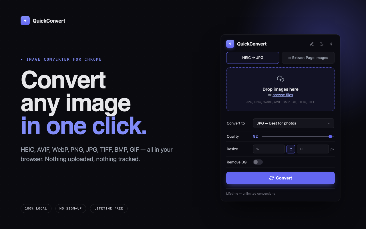 QuickConvert File Conversion in Chrome gallery image