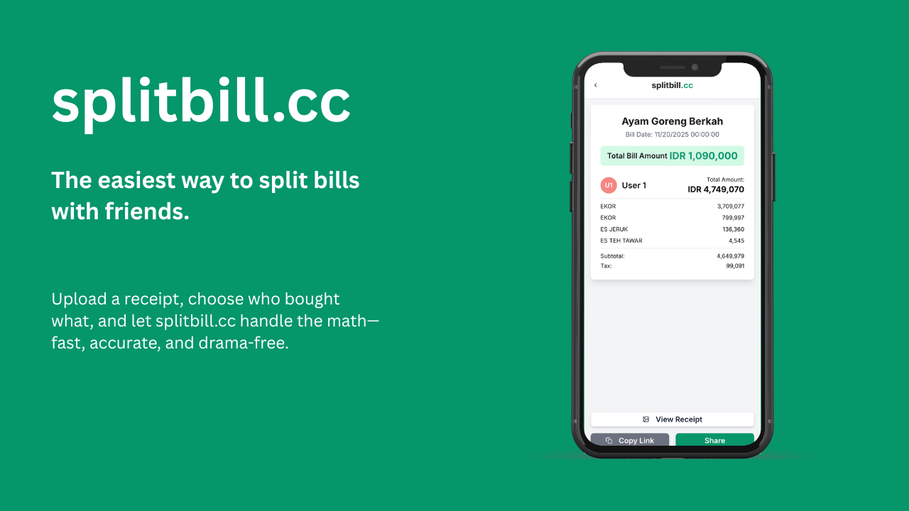 splitbill.cc - Screenshot 2 showing product features and functionality