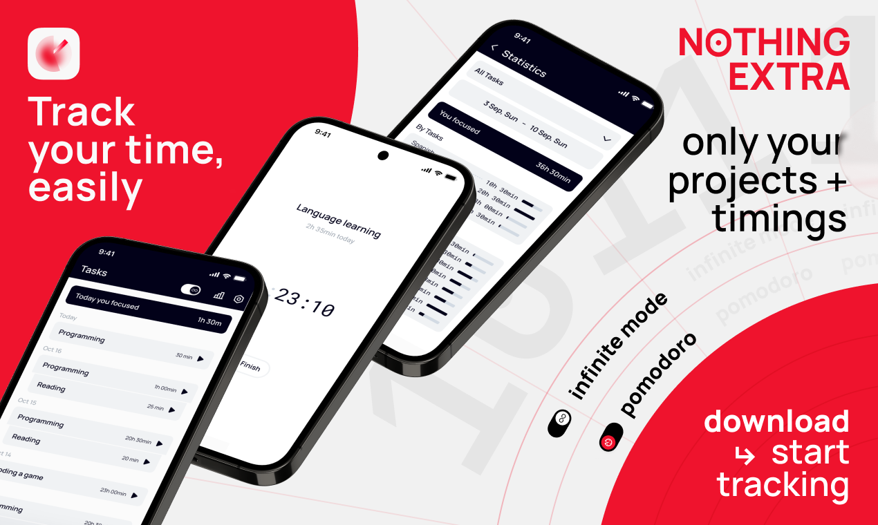 startuptile Trackerus, Time-Tracker + Pomodoro-Timer-Infinite & Pomodoro Combined Timer + Time-Tracker