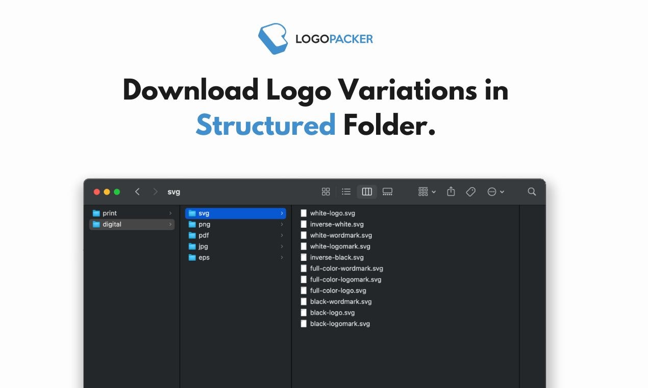 Mídia 3 de Logo Packer Web - Gerar e exportar o logotipo das variações em segundos