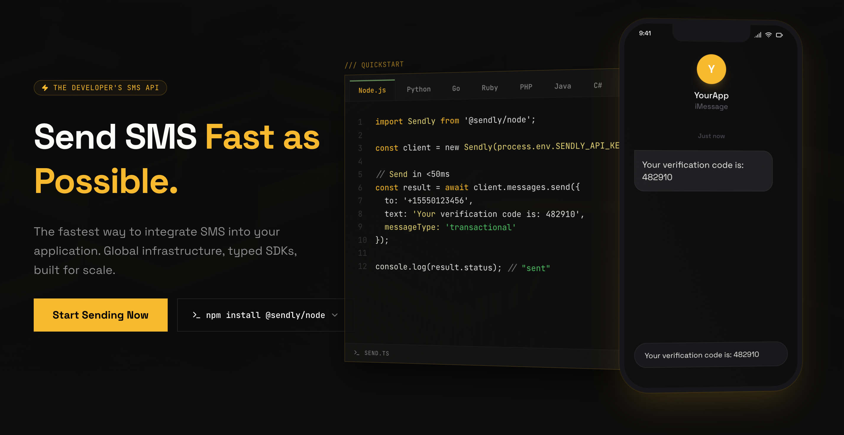 Sendly - Main product screenshot demonstrating key features and user interface