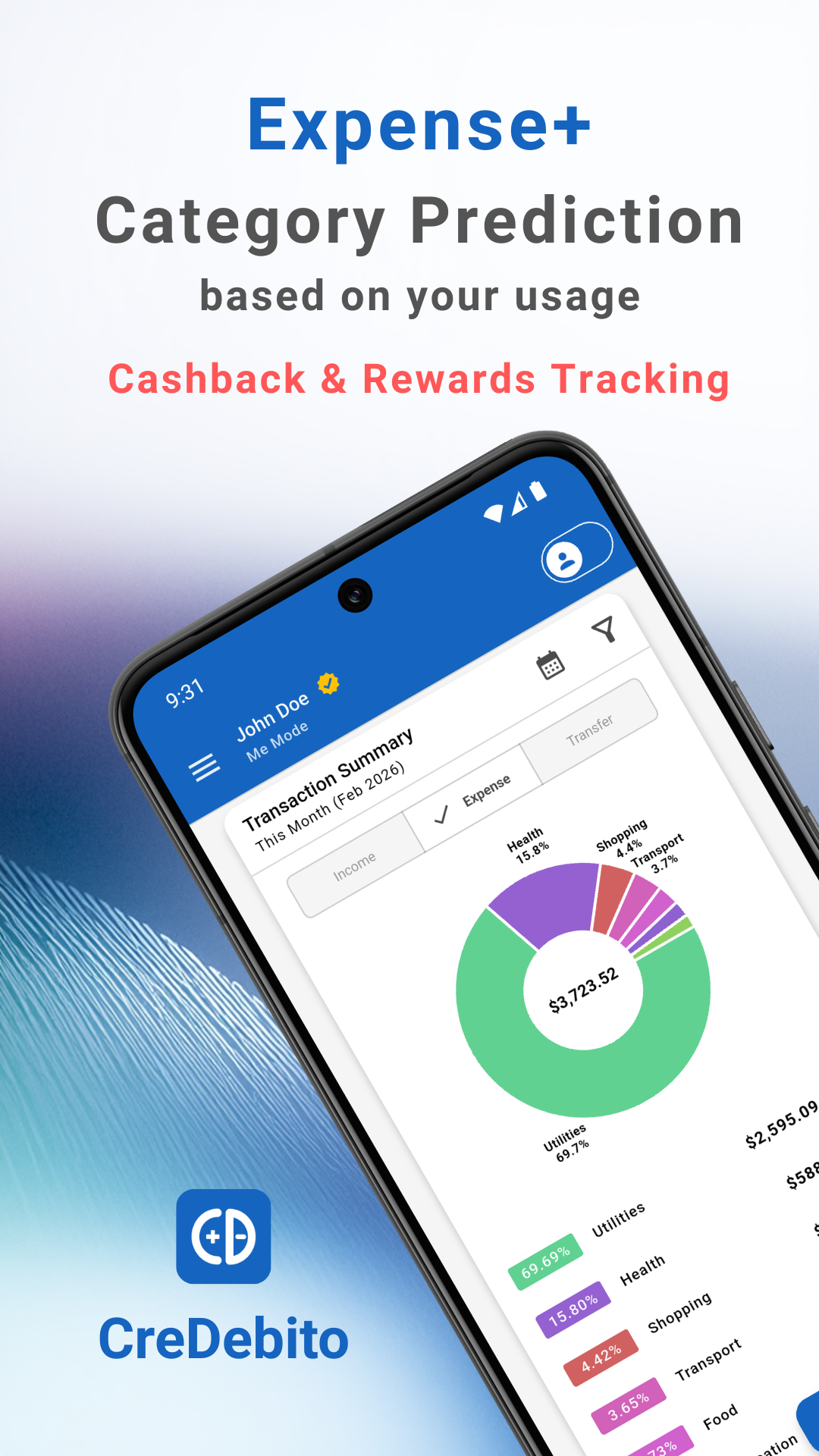 CreDebito - Main product screenshot demonstrating key features and user interface