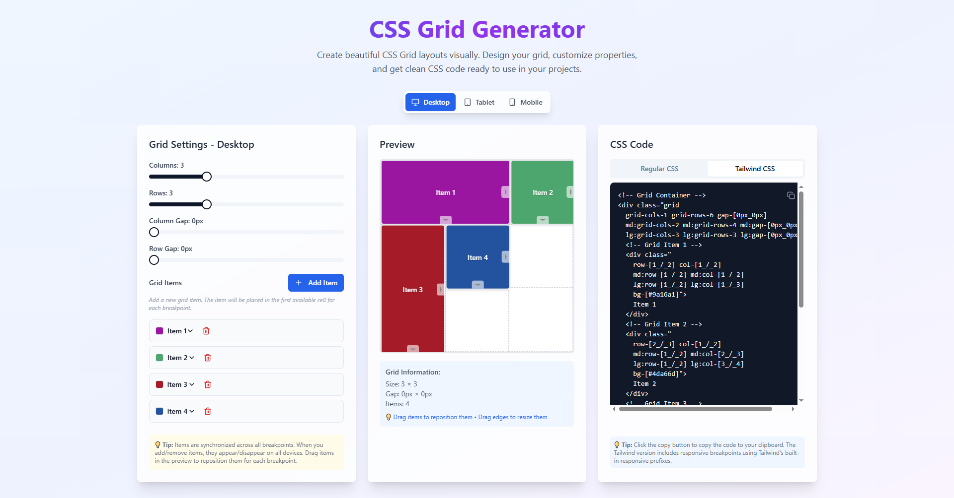 Responsive Grid Generator gallery image