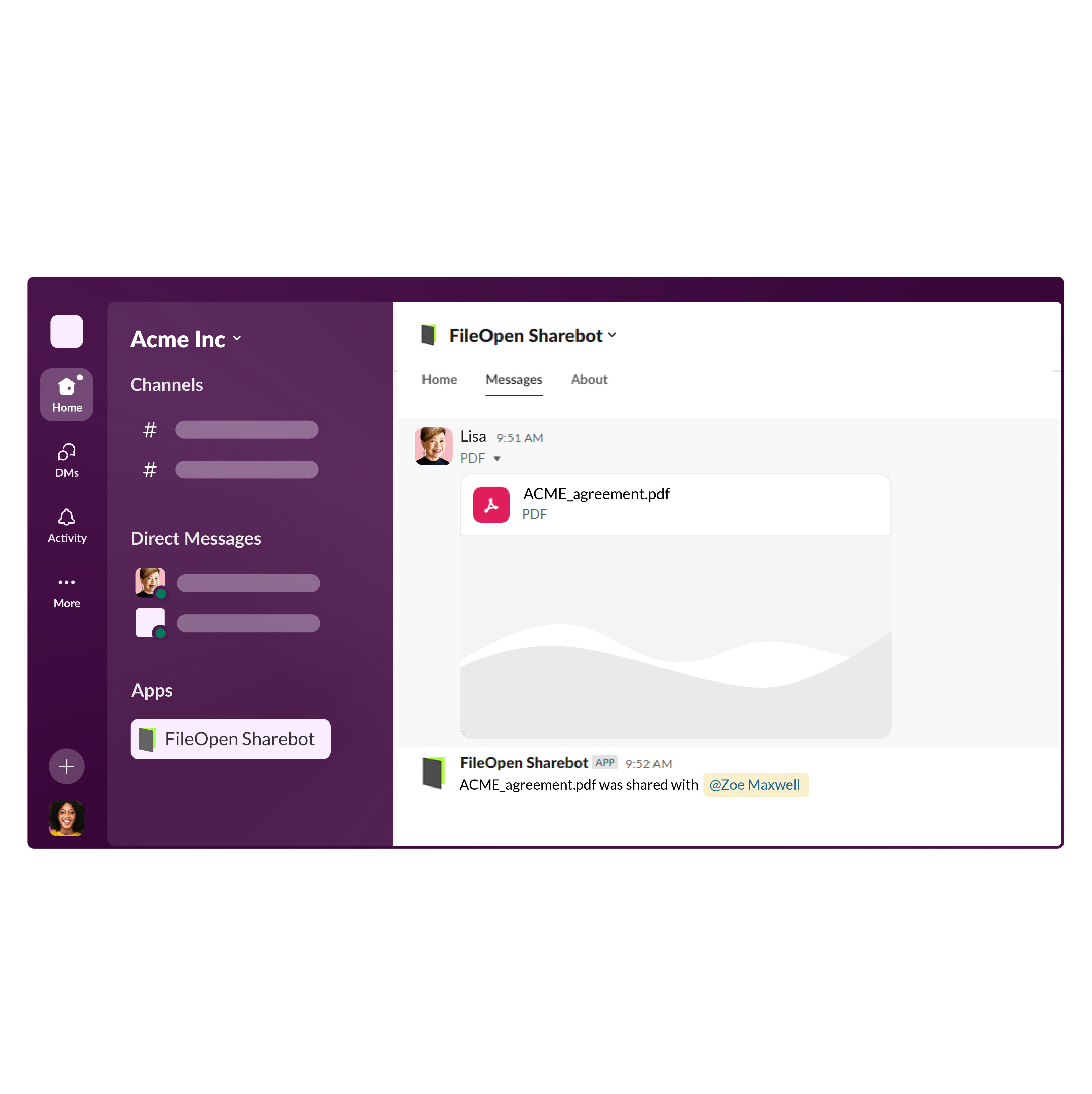 Fileopen sharebot - Сквозная безопасность документа в Slack медиа 3