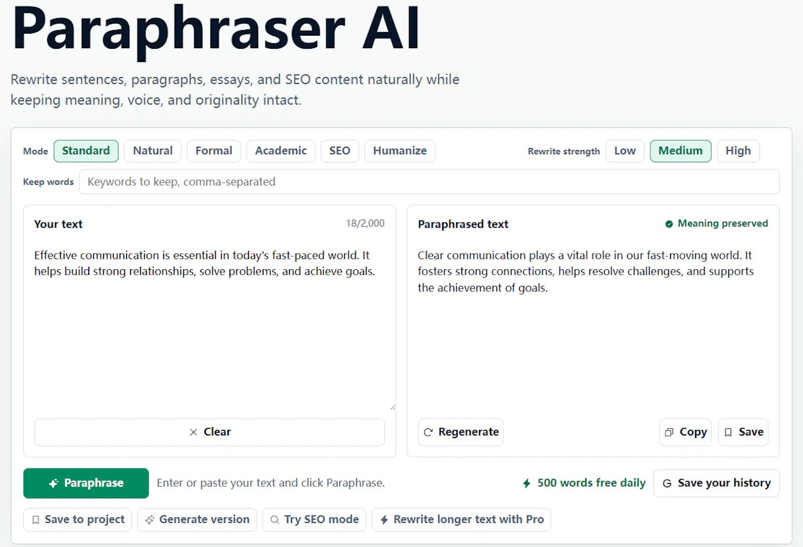 Paraphraser AI screenshot 2